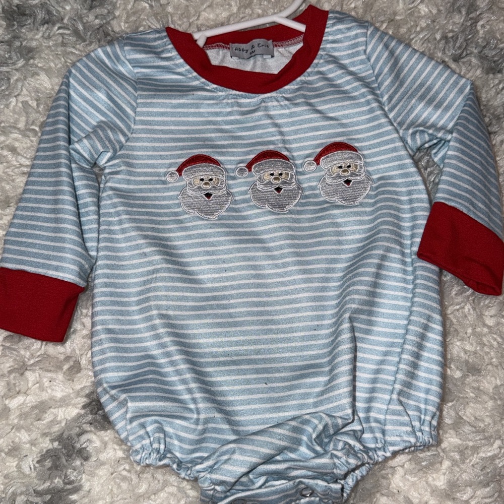 Cozy & Cute Blue Striped Santa Bodysuit